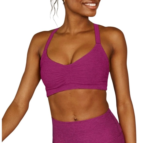 Beyond Yoga Spacedye On Center Sports Bra in Magenta Heather - Picture 1 of 6
